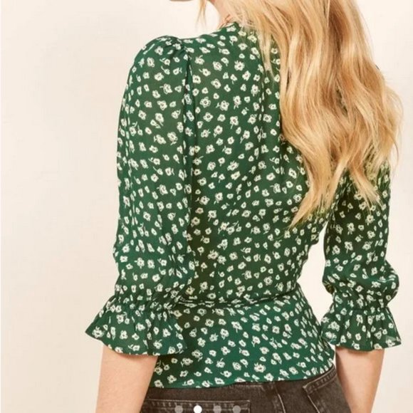 Reformation Emma wrap blouse green - Picture 2 of 9
